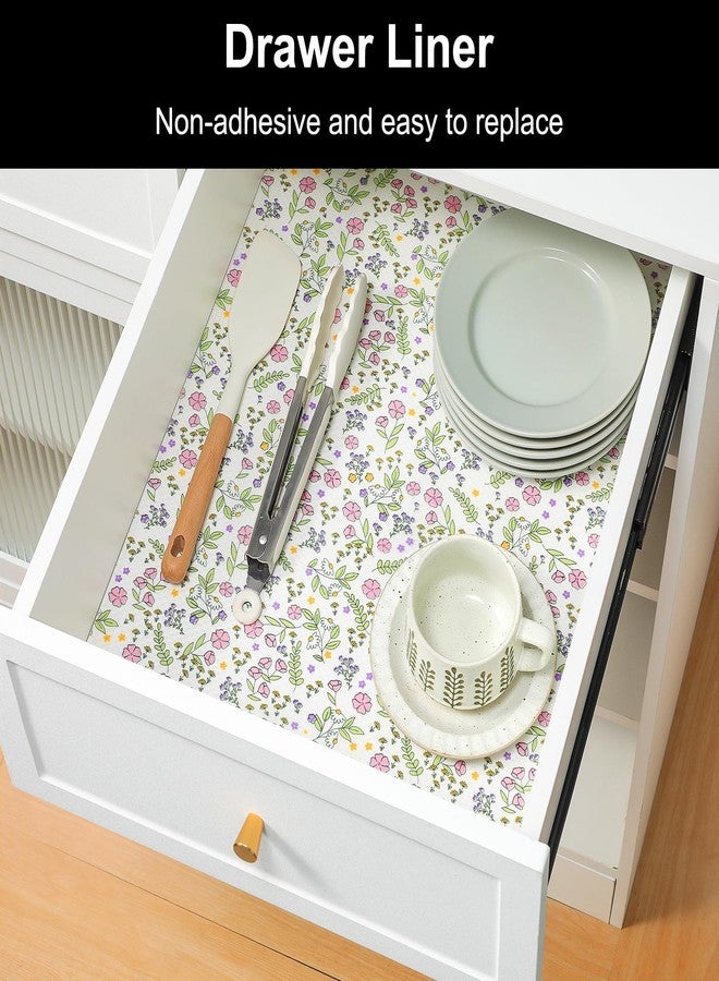 INNOLITES Shelf Liner, Non-Adhesive Floral Cabinet Drawer Liner for Kitchen, Waterproof Oil-Proof, EVA Easy to Clean & BPA-Free (17.7" x 78.7") - Image 2